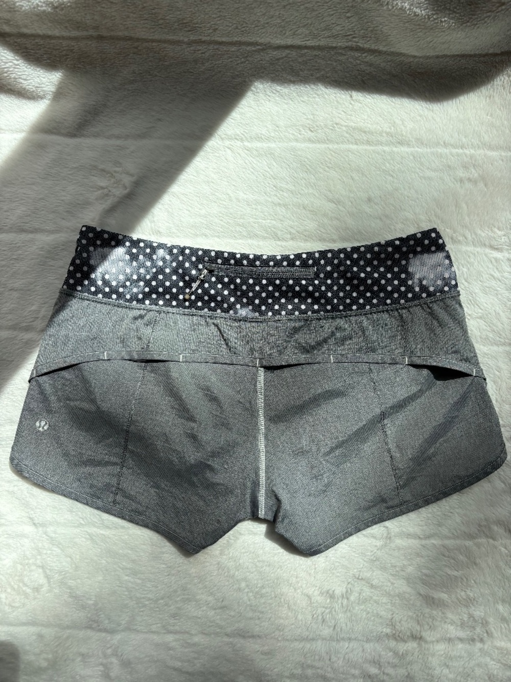 Lululemon Grey Athletic Shorts with Polka Dot Waistband Size 6